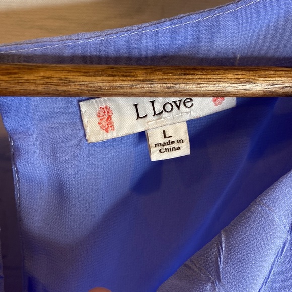 L. Love Blue Flutter Sleeve Blouse - Picture 6 of 7